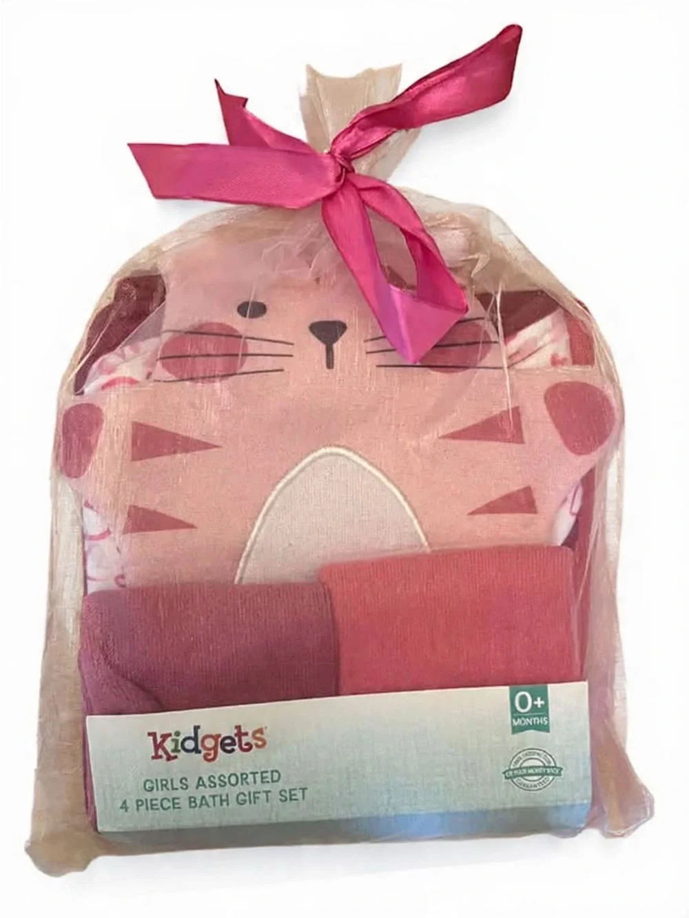 New Baby Bath Gift Set – 7 Piece Pink Baby Girl Bundle | Hooded Towel, Blanket,